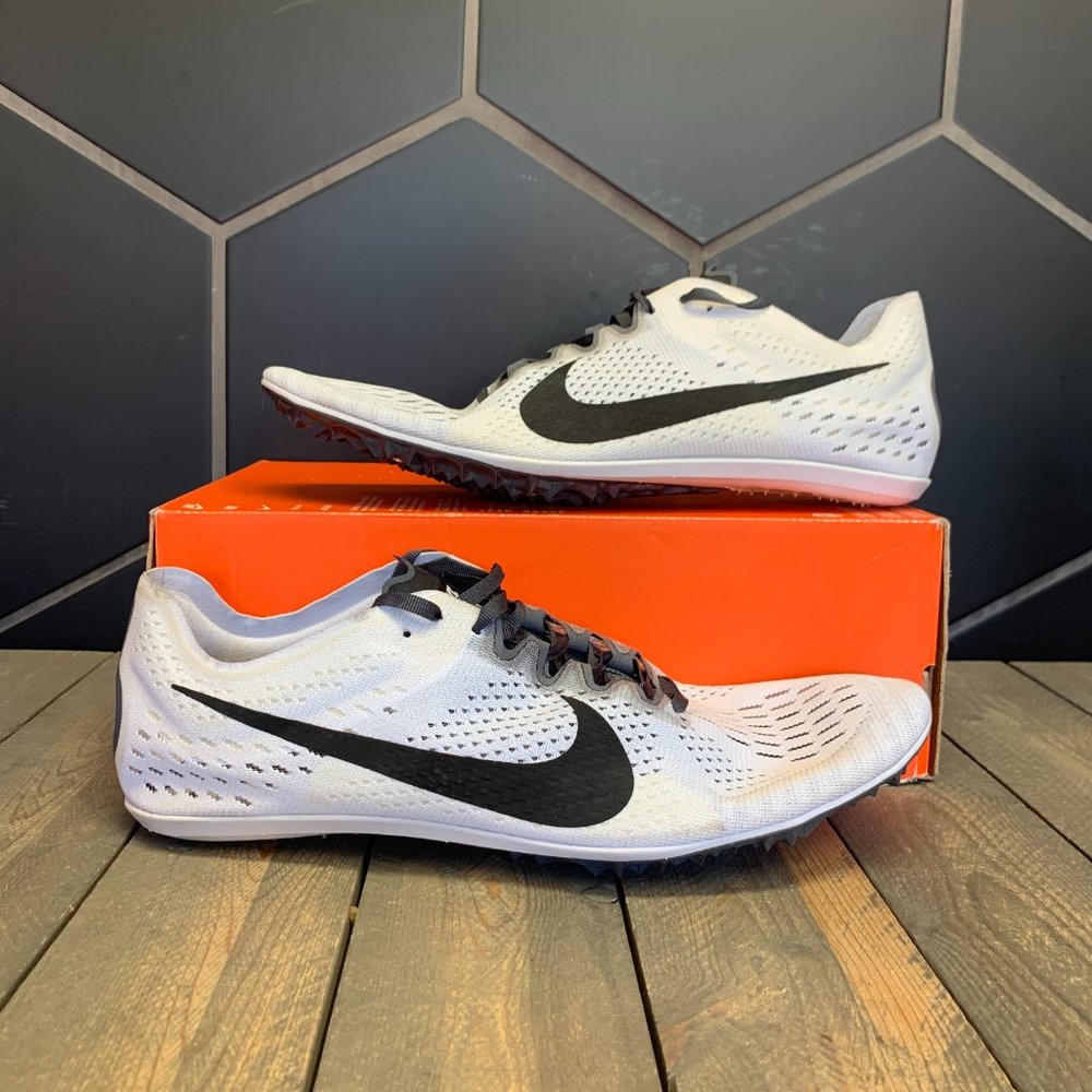 ~New W/ Missing Lid! Nike Zoom Victory 3 White Grey Track & Field Cleats Size 15